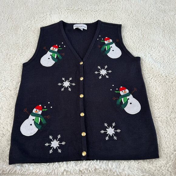 croft & barrow Jackets & Blazers - VTG Christmas Vest Women’s Sz Small Snowman Holiday 90s Mom Retro Croft & Barrow